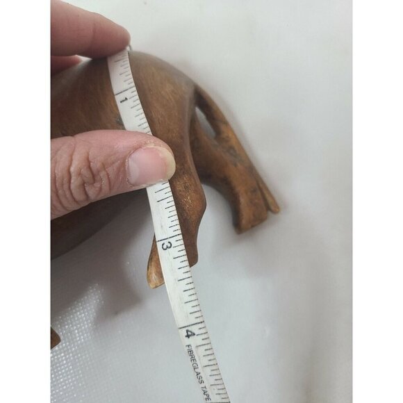 Vintage Brown Hand Carved Wood Roaring Lion Figurine Statue Collectible Animal - Picture 9 of 9